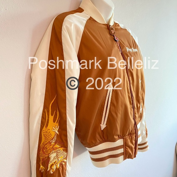 ‘90s Vintage Pepe Jeans Tiger Dragon Embroidered Bomber Jacket Copper Golden Tan - Picture 5 of 12